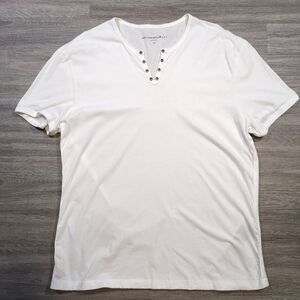 John Varvatos Star USA Men's XL Short Sleeve Eyelet Henley T-shirt White